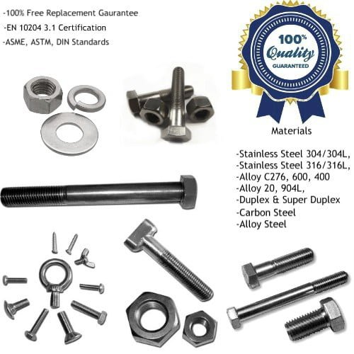Nickel 200/201 Nuts & Bolts Manufacturers, Alloy 201/200 Nuts & Bolts